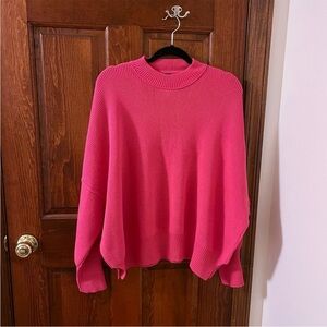 Free People Fuchsia Crew Neck Sweater